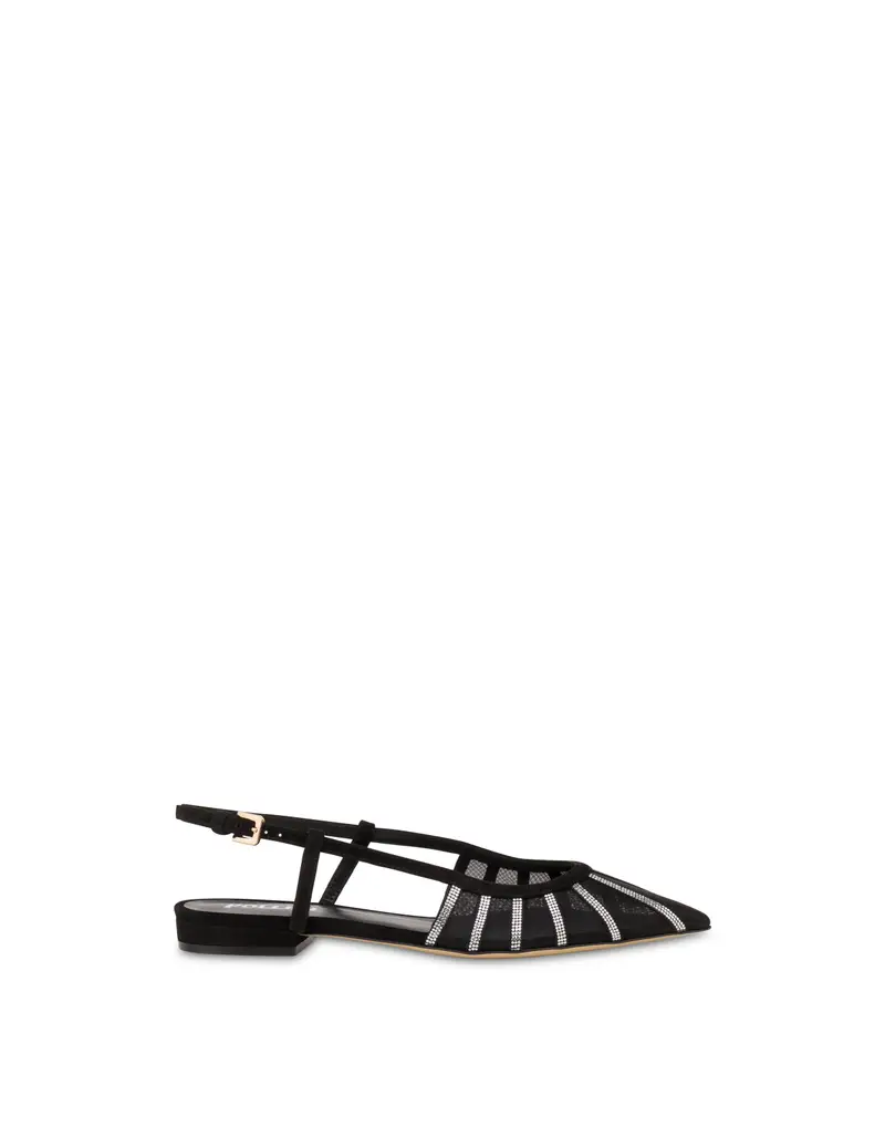 Sling Back Bling Bling In Camoscio NERO, Pollini