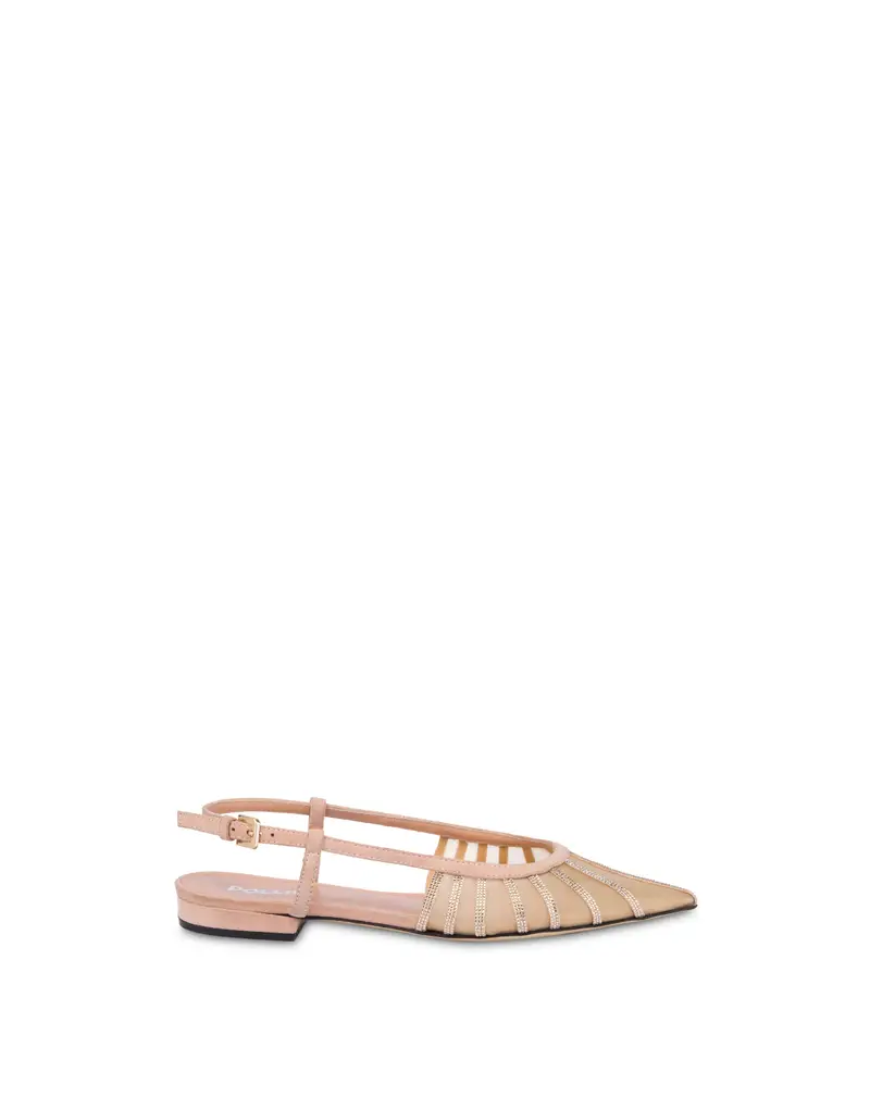 Sling Back Bling Bling In Camoscio NUDE, Pollini Rosa