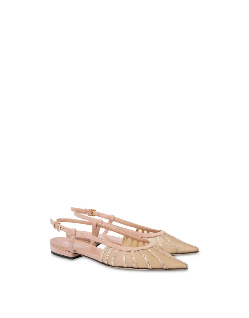 Sling Back Bling Bling In Camoscio NUDE, Pollini Rosa miniatura 2