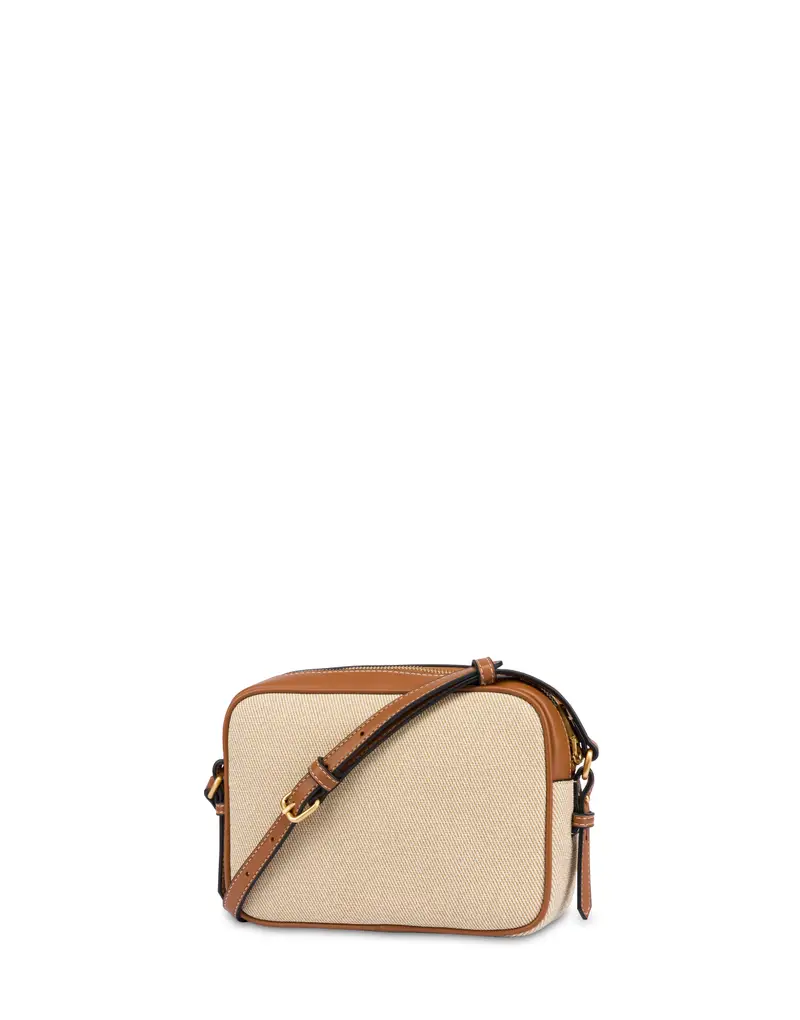 Small Crossbody Drop Bag in canvas BEIGE/AVORIO/CUOIO, Pollini Bianco miniatura 2