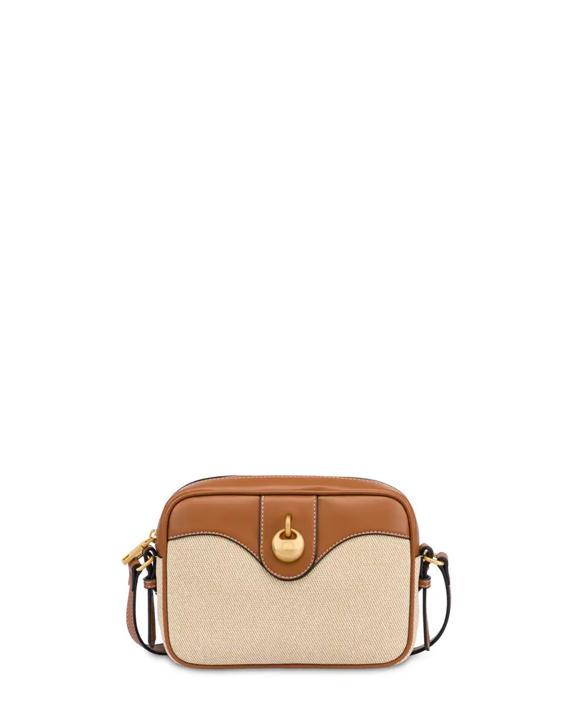 Small Crossbody Drop Bag in canvas BEIGE/AVORIO/CUOIO, Pollini Bianco