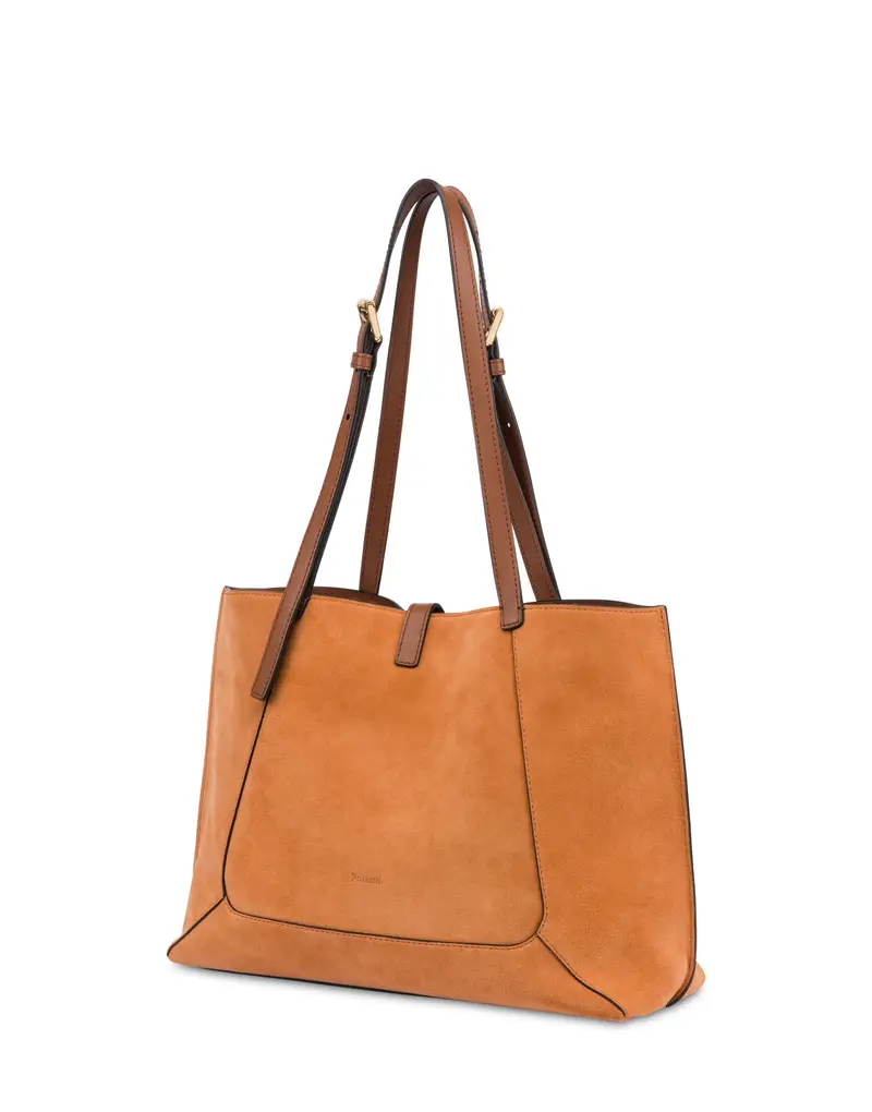 Small Double Handle Bag Austin in Crosta e Vitello CUOIO/CUOIO, Pollini Marrone miniatura 2