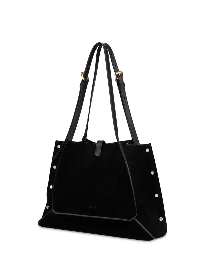 Small Double Handle Bag Austin in Crosta, Pollini Nero miniatura 2