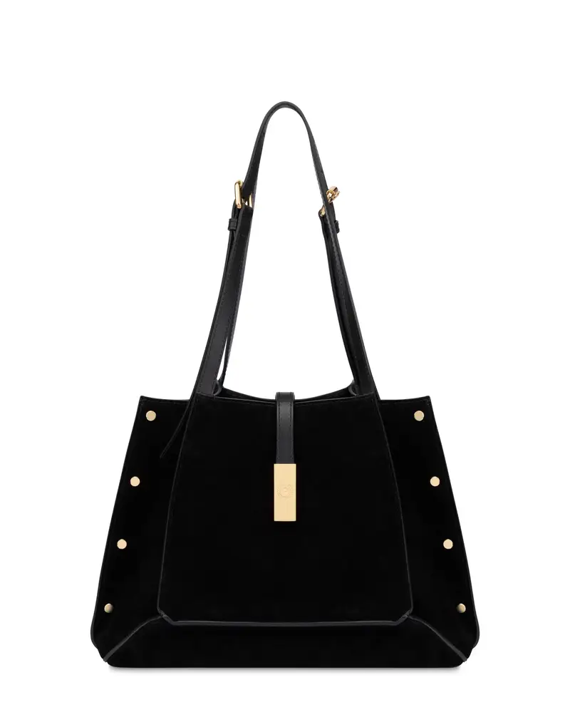 Small Double Handle Bag Austin in Crosta , Pollini Nero