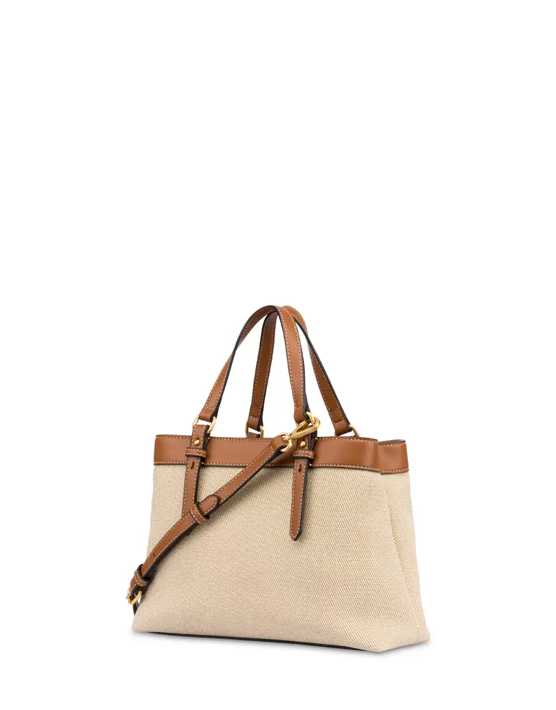 Small Double Handle Bag Drop in Canvas BEIGE/AVORIO/CUOIO, Pollini Bianco miniatura 2