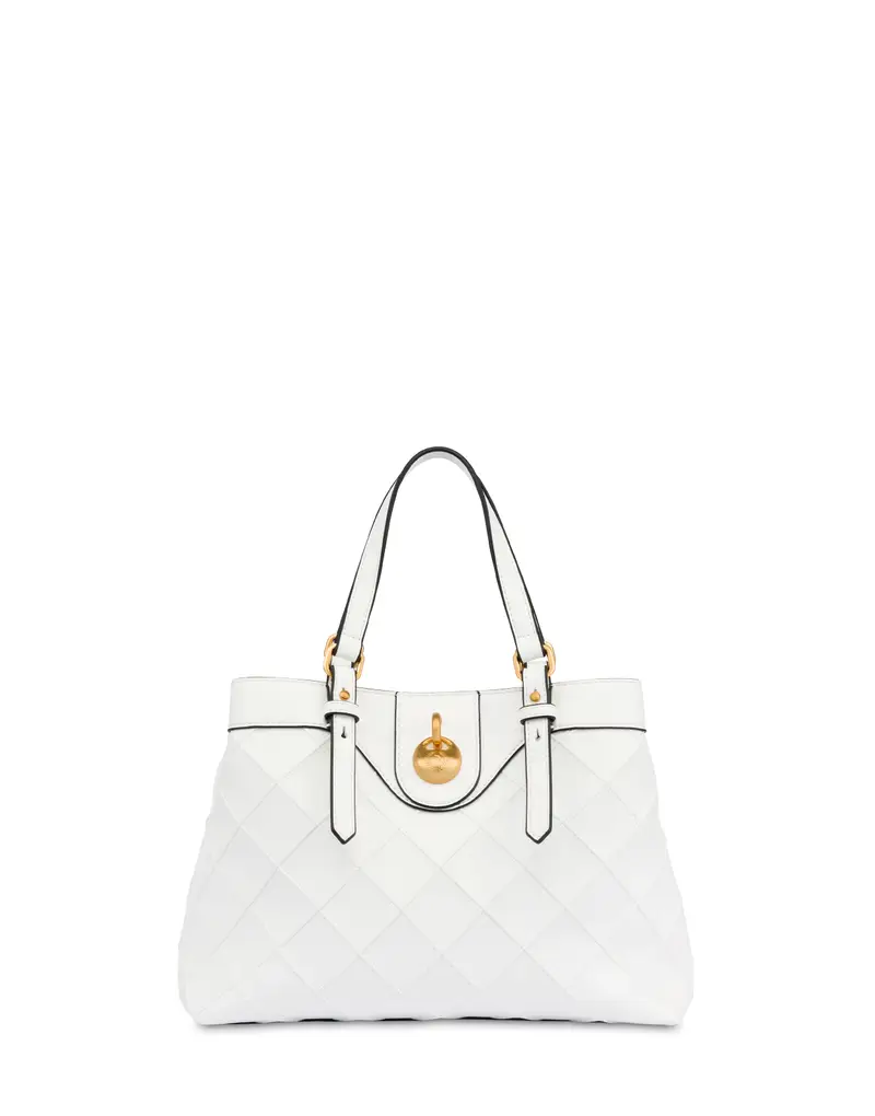 Small Double Handle Bag Drop Matelassè faux leather AVORIO/AVORIO, Pollini Marrone