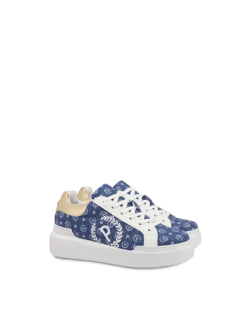 Sneakers Heritage Denim Jacquard BLU/BIANCO/ORO, Pollini miniatura 2