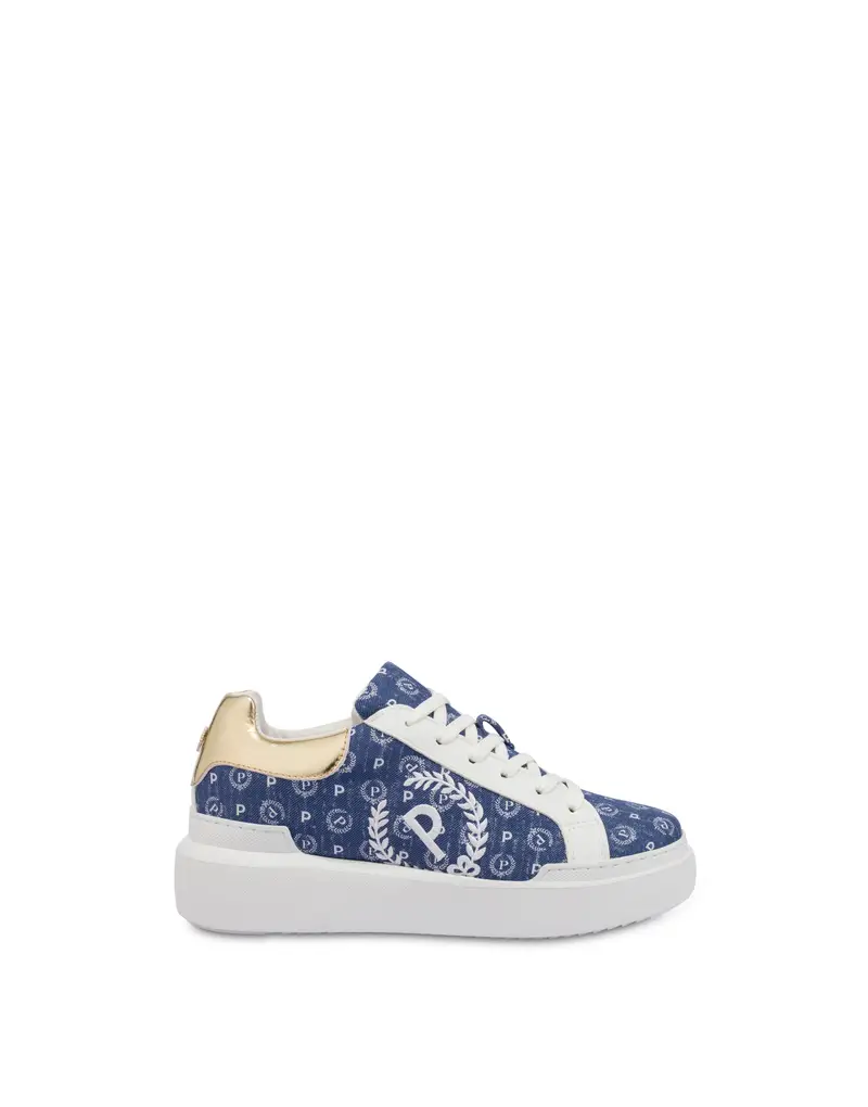 Sneakers Heritage Denim Jacquard BLU/BIANCO/ORO, Pollini