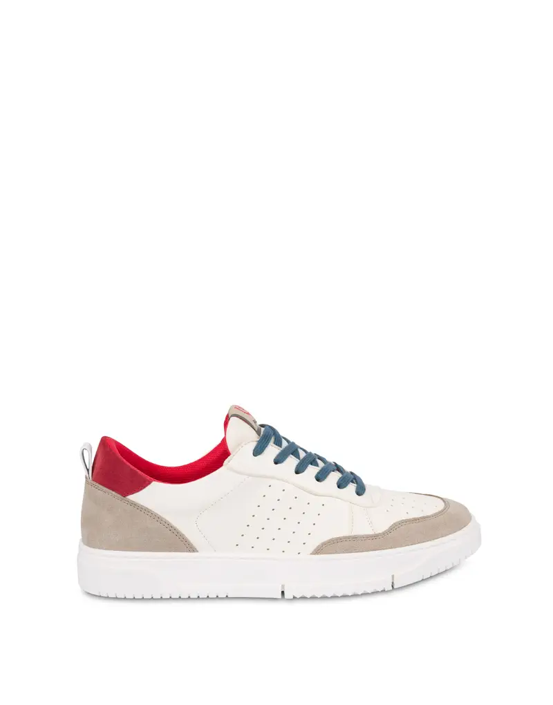 Sneakers Milano In Vitello e Nylon PANNA/SABBIA/PANNA/ROSSO, Pollini Bianco