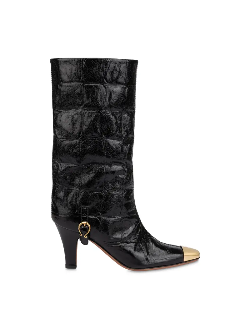 Stivale Muse in Vitello stampato cocco , Pollini Nero