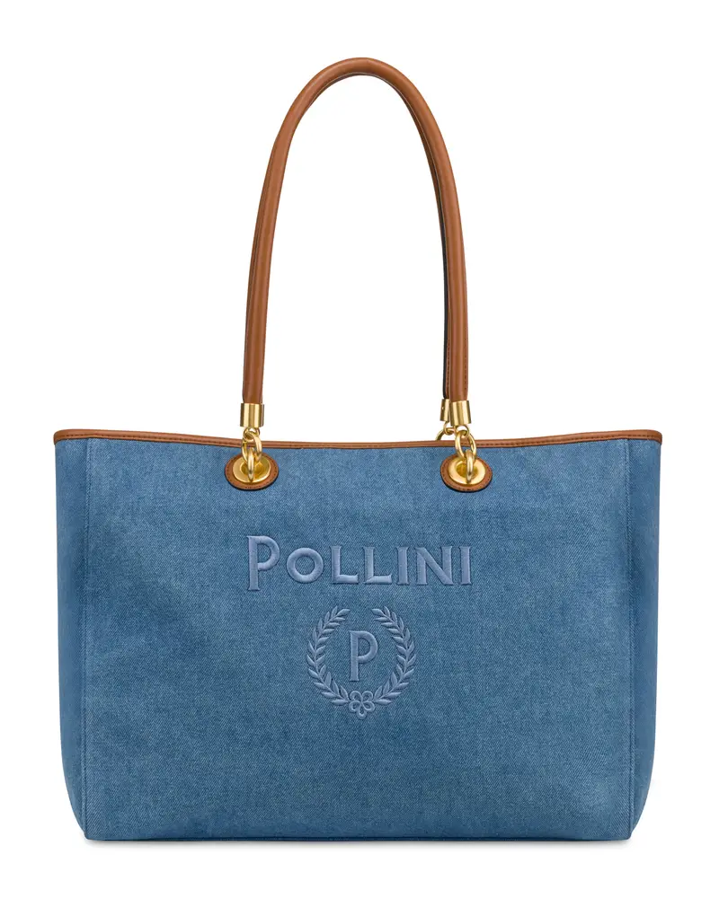 Tote Bag Capri In Jeans BLU/CUOIO, Pollini