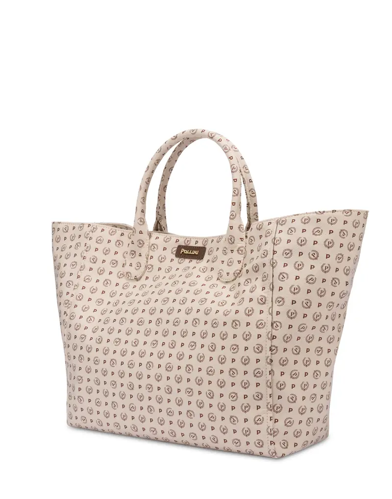 Tote bag Heritage Jacquard Big AVORIO/MARRONE, Pollini Bianco miniatura 2