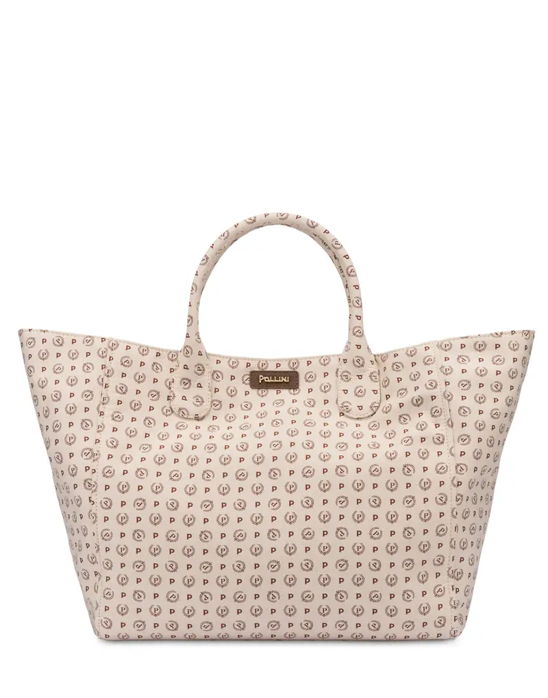 Tote bag Heritage Jacquard Big AVORIO/MARRONE, Pollini Bianco