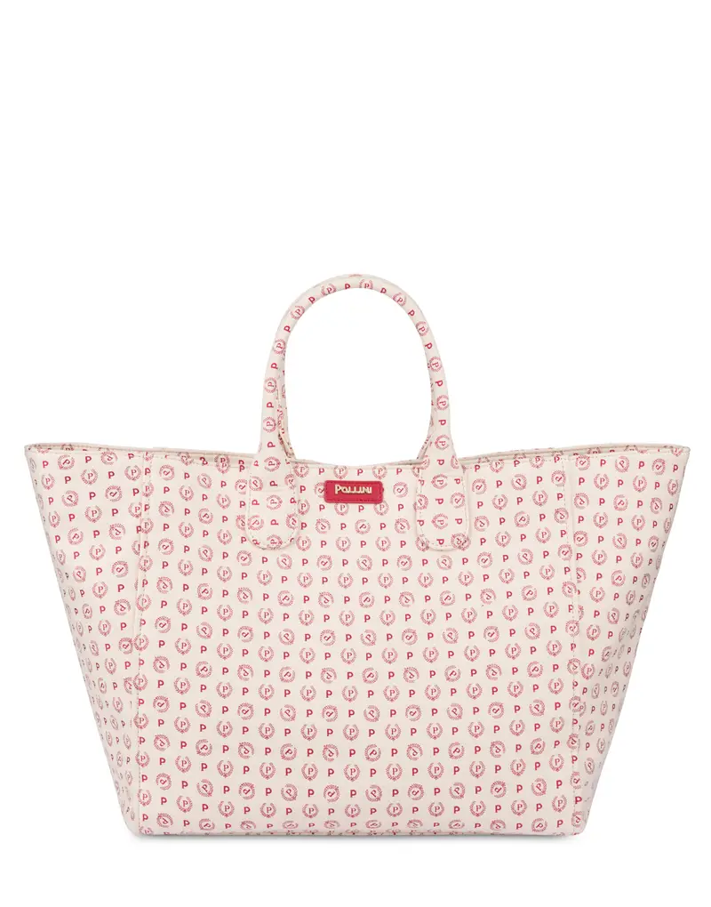 Tote bag Heritage Jacquard Big AVORIO/ROSSO/ROSSO, Pollini Bianco