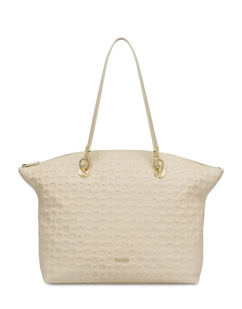 Tote bag Heritage Logo Embossed AVORIO, Pollini Bianco