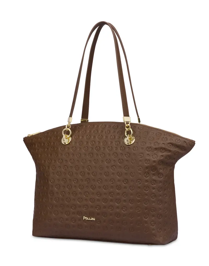 Tote bag Heritage Logo Embossed MARRONE, Pollini miniatura 2