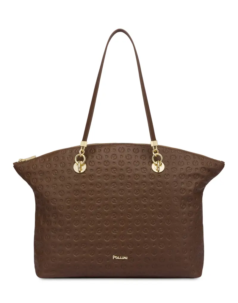 Tote bag Heritage Logo Embossed MARRONE, Pollini