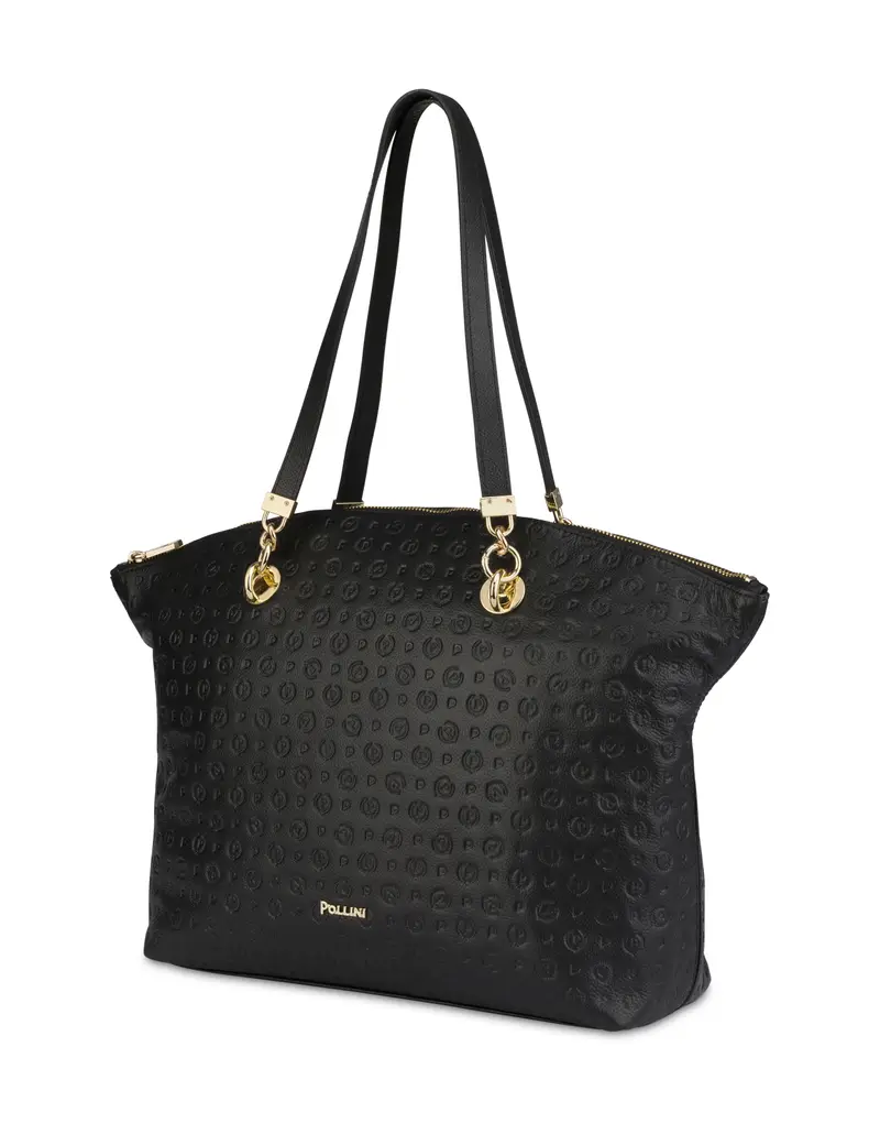 Tote bag Heritage Logo Embossed NERO, Pollini miniatura 2