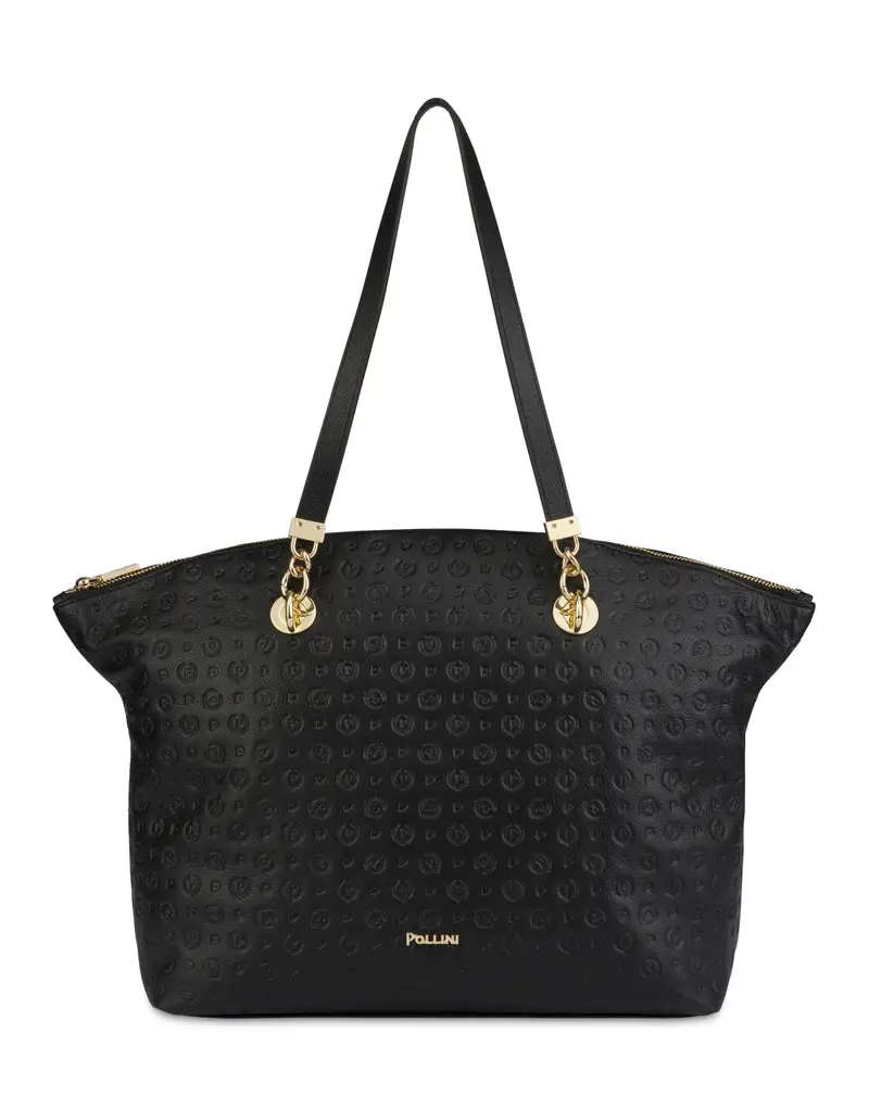 Tote bag Heritage Logo Embossed NERO, Pollini
