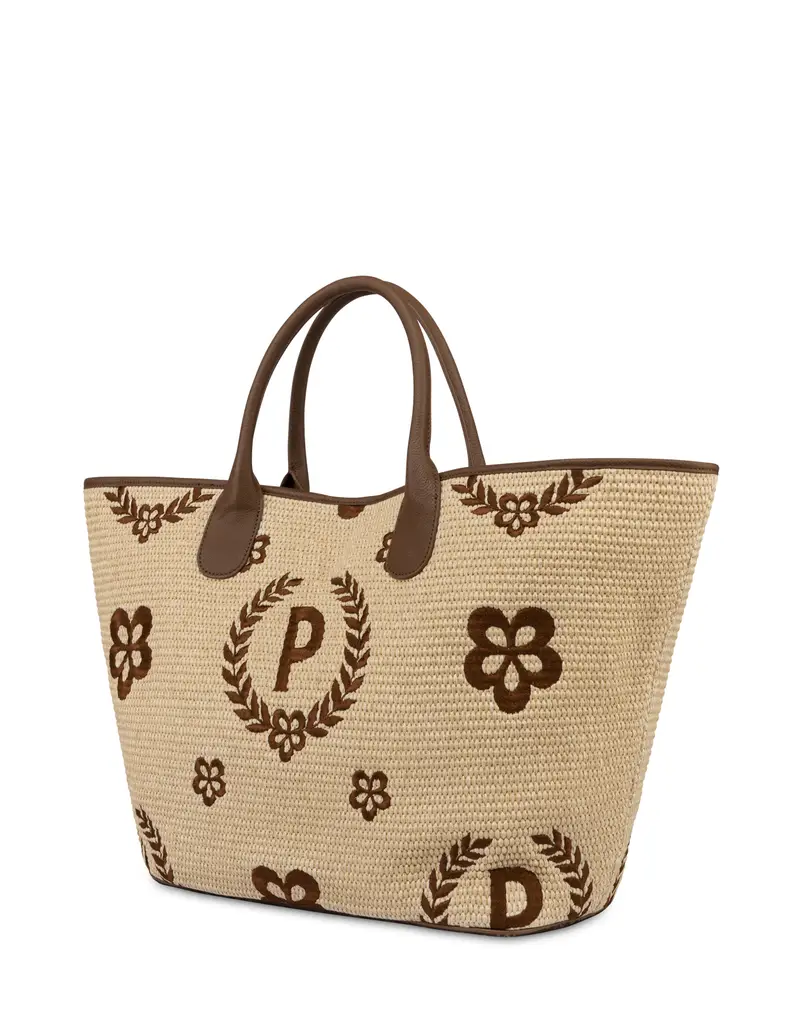 Tote bag in paglia Macro Heritage Big NATURALE/T.MORO/MARRONE, Pollini Bianco miniatura 2