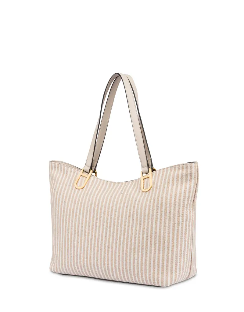 Tote Bag Plume in Canvas BEIGE/AVORIO/BEIGE/NERO, Pollini Bianco miniatura 2