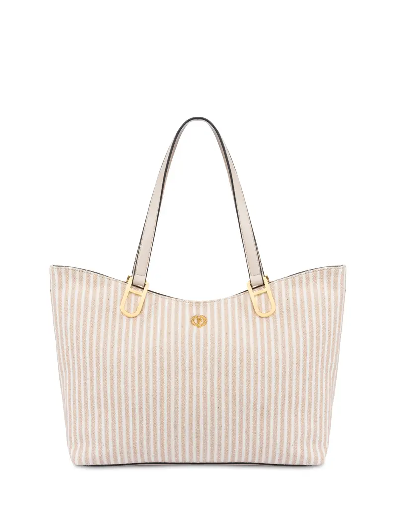 Tote Bag Plume in Canvas BEIGE/AVORIO/BEIGE/NERO, Pollini Bianco