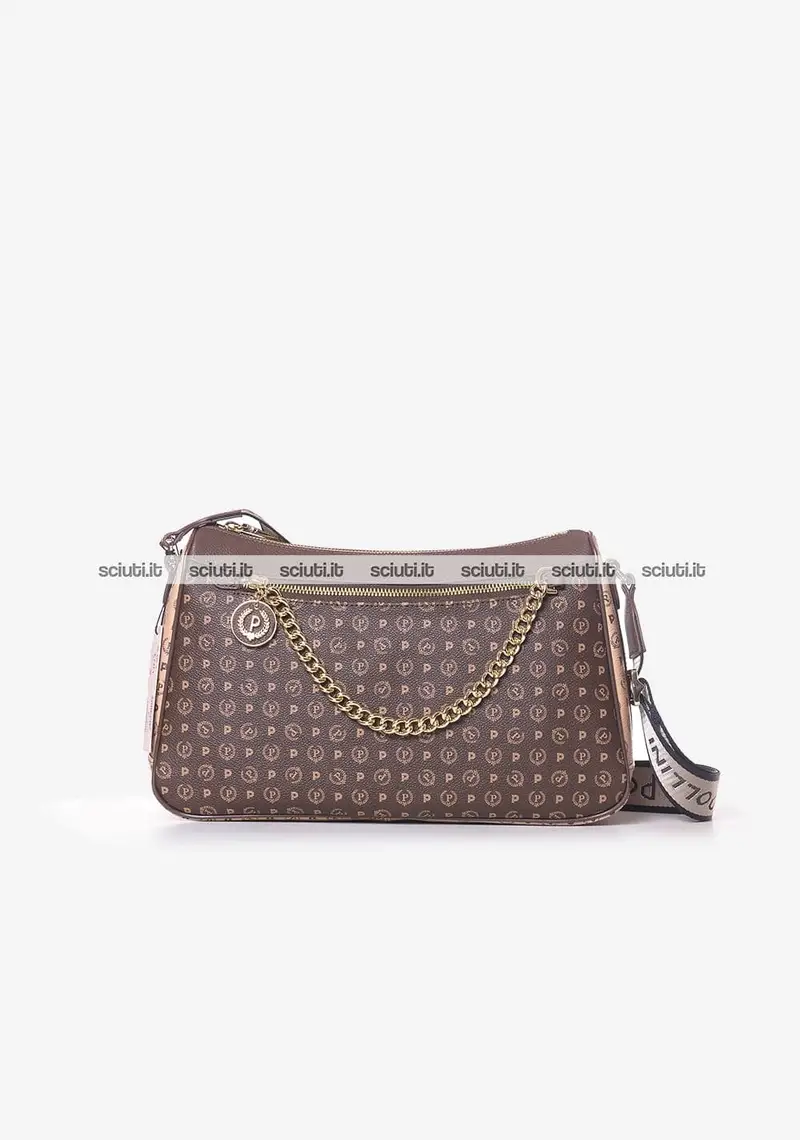 Tracolla Pollini Heritage donna bicolor marrone beige con charm
