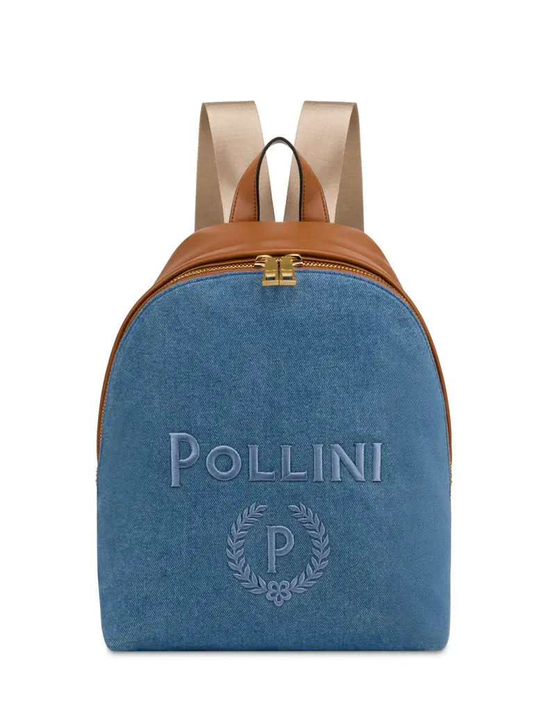 Zaino Capri In Jeans BLU/CUOIO, Pollini