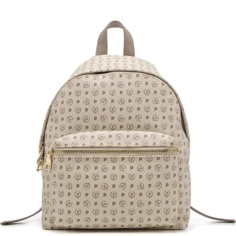zaino donna con tasca esterna e stampa heritage avorio ghiaccio