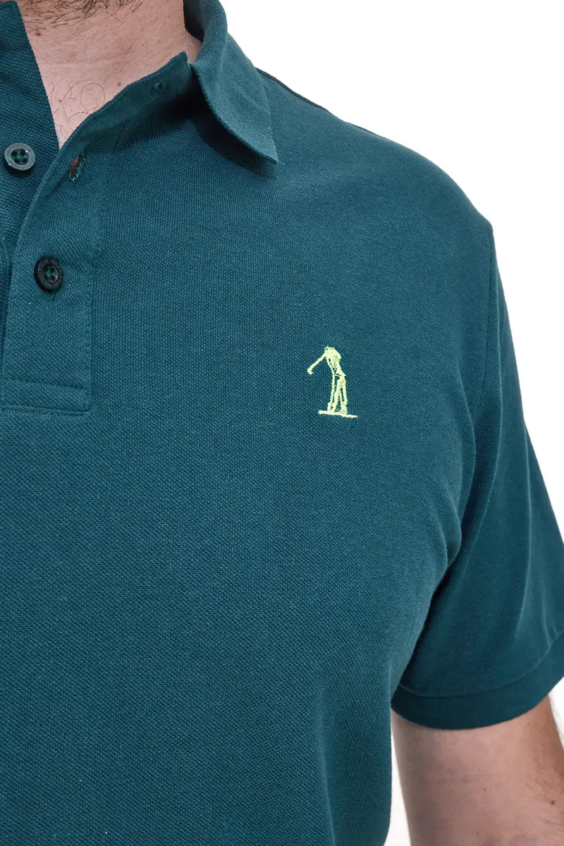 Polo Mezza Manica Verde Petrolio 100% Cotone U.S. GOLF CLUB PO2000 miniatura 2