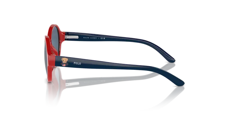 Polo Ralph Lauren Bambino PP9508U 609180 Occhiali da sole Iniettato Rosso Blu Rotonda Normale miniatura 3