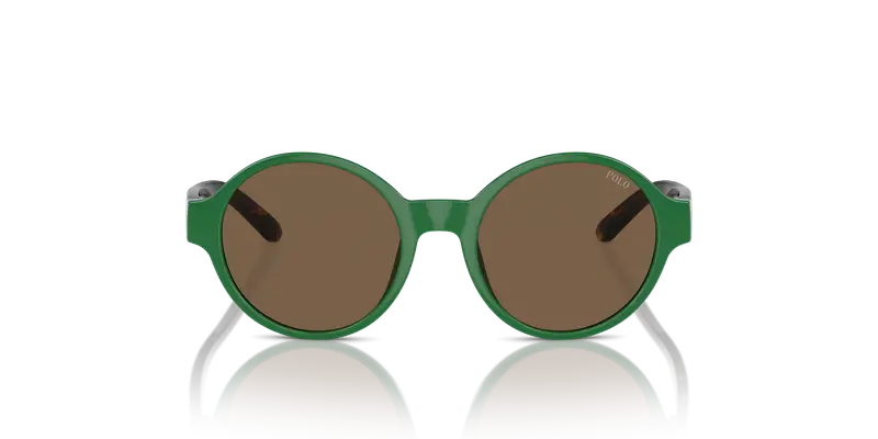 Polo Ralph Lauren Bambino PP9508U 619273 Occhiali da sole Iniettato Verde Marrone Rotonda Normale miniatura 2