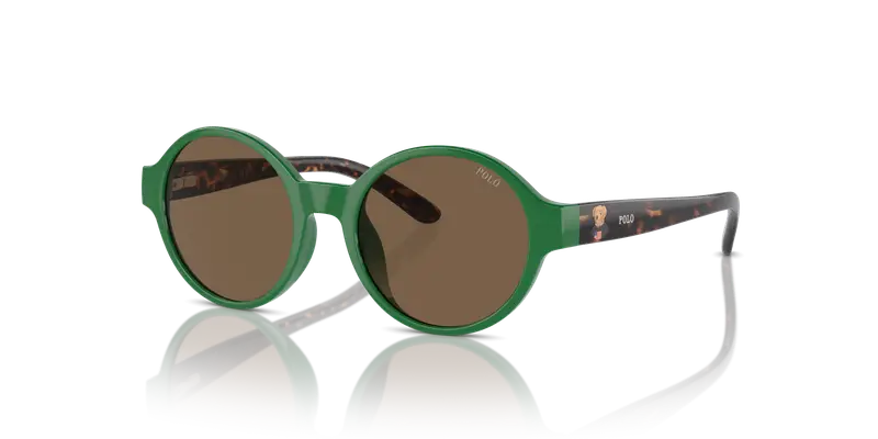 Polo Ralph Lauren Bambino PP9508U 619273 Occhiali da sole Iniettato Verde Marrone Rotonda Normale miniatura 3