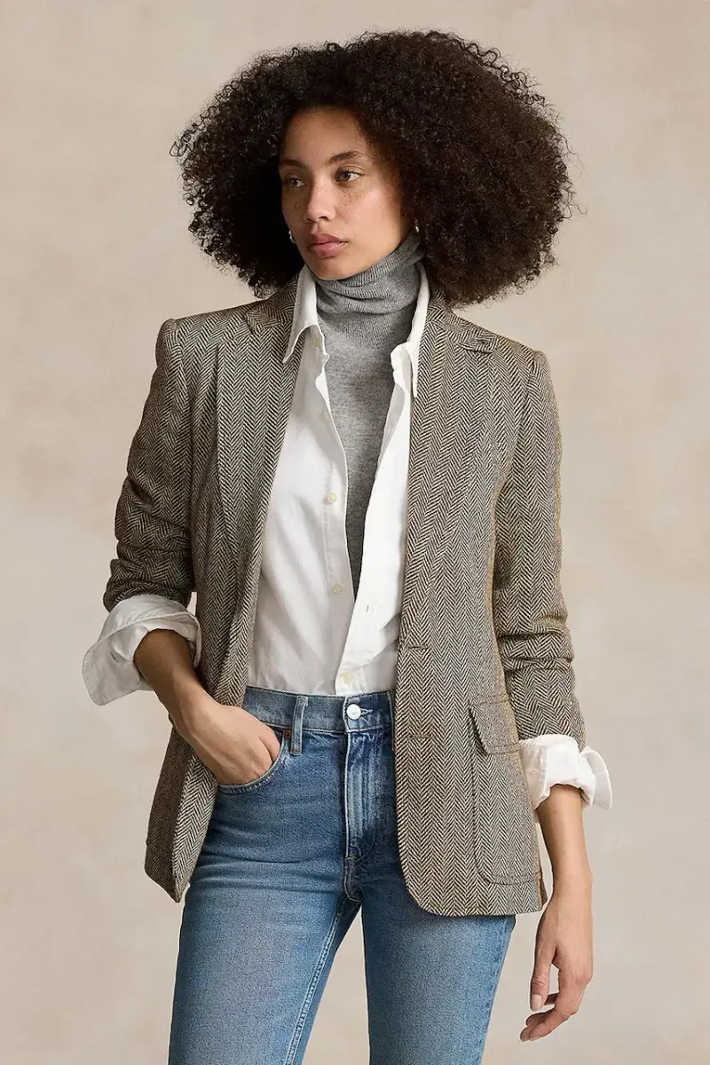 blazer con aggiunta di lana colore beige 211891070
