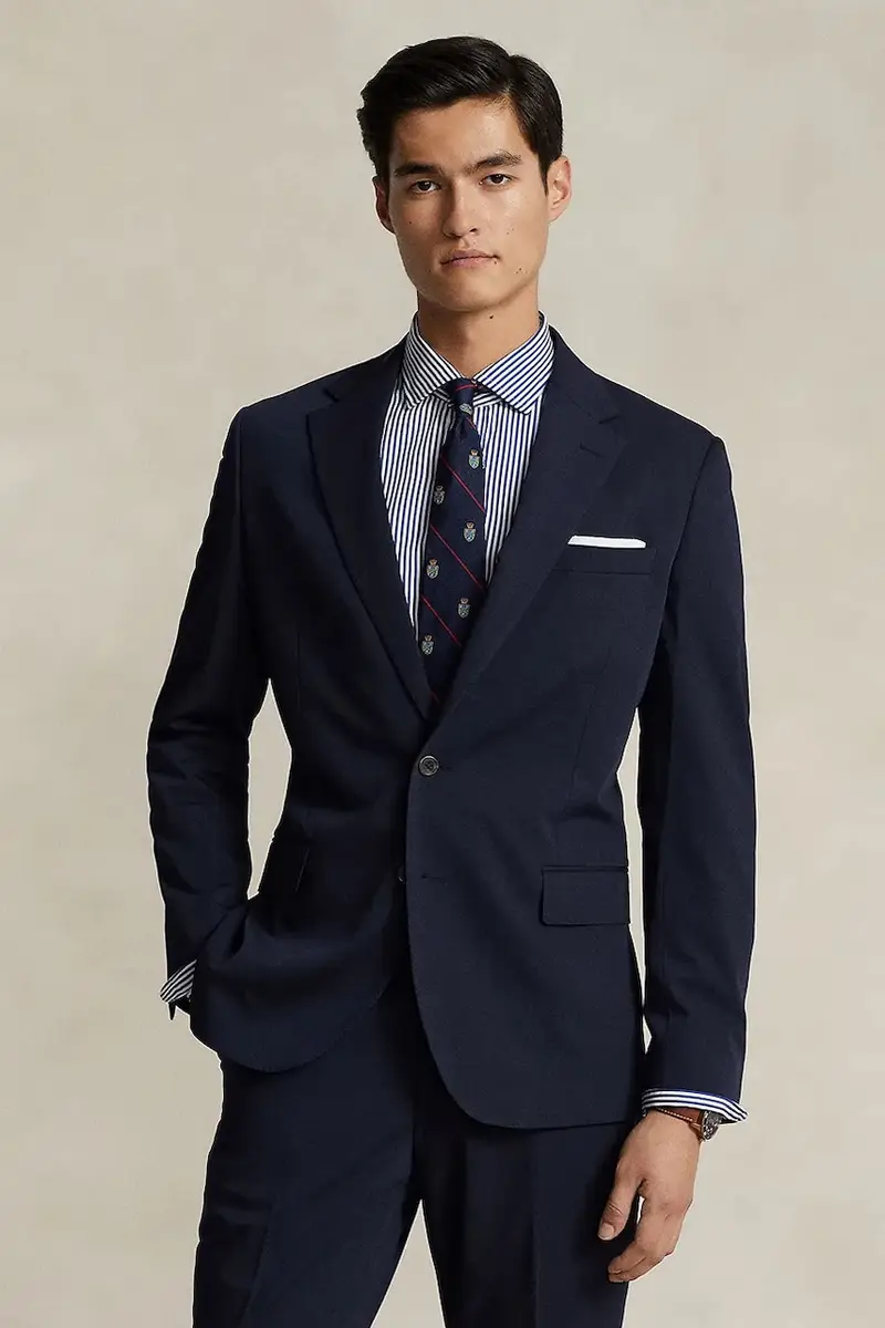 blazer con aggiunta di lana colore blu navy 715921717