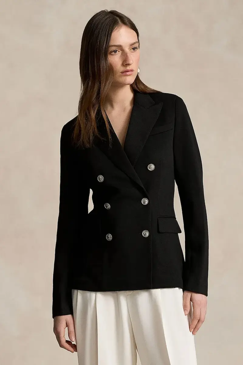 blazer con aggiunta di lana colore blu navy Nero