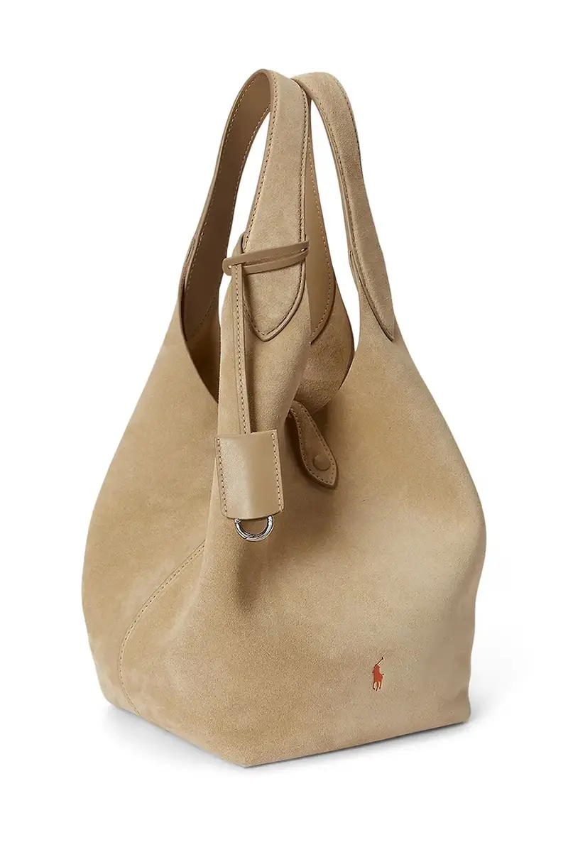 borsa in pelle scamosciata Beige miniatura 2