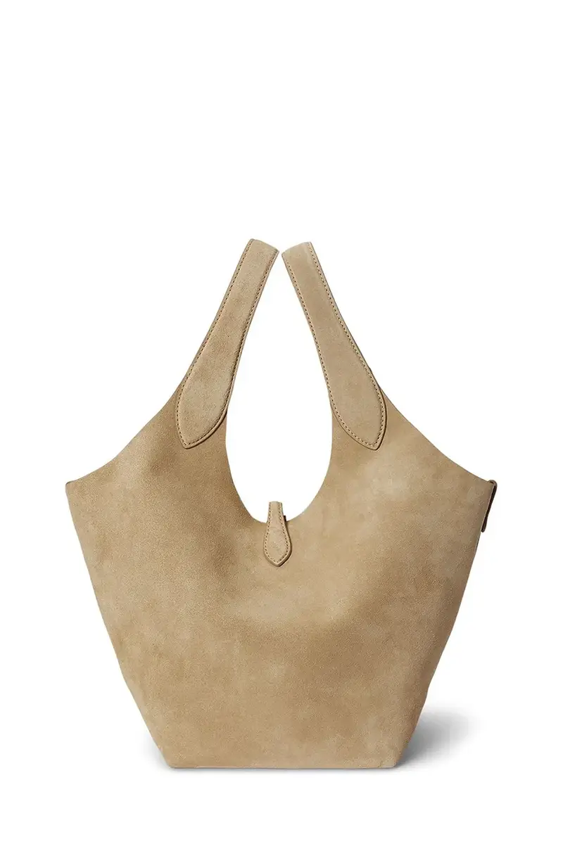 borsa in pelle scamosciata Beige miniatura 3