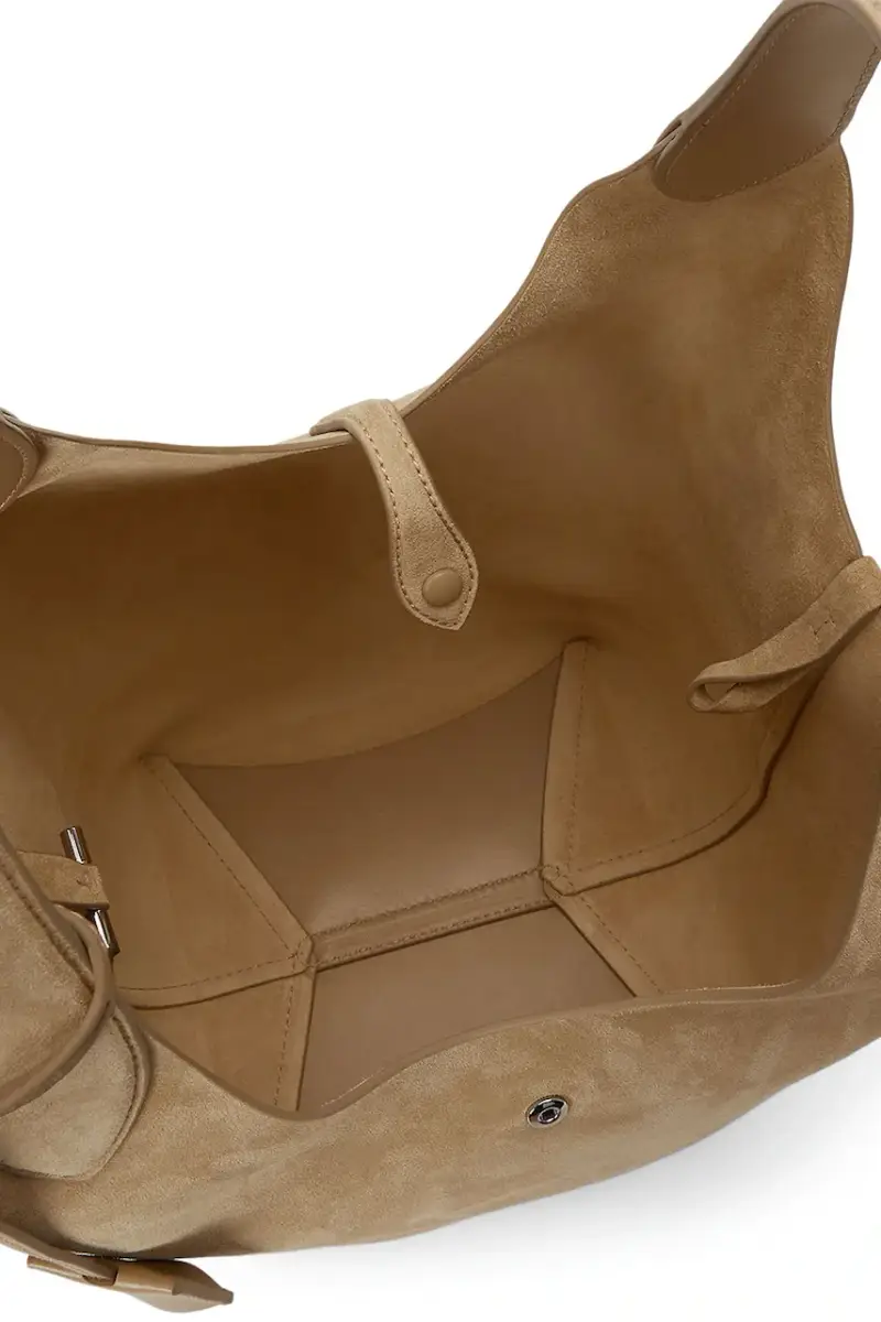 borsa in pelle scamosciata Beige miniatura 4