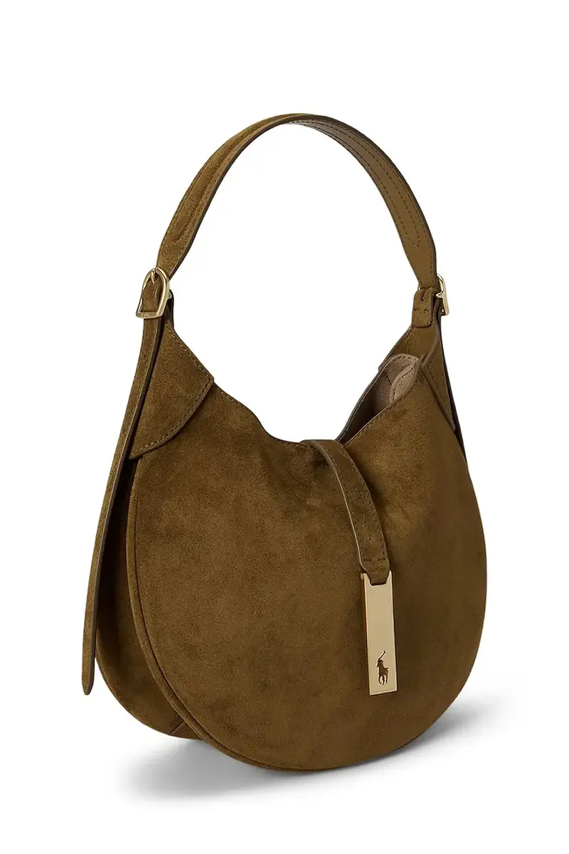 borsa in pelle scamosciata Marrone miniatura 2