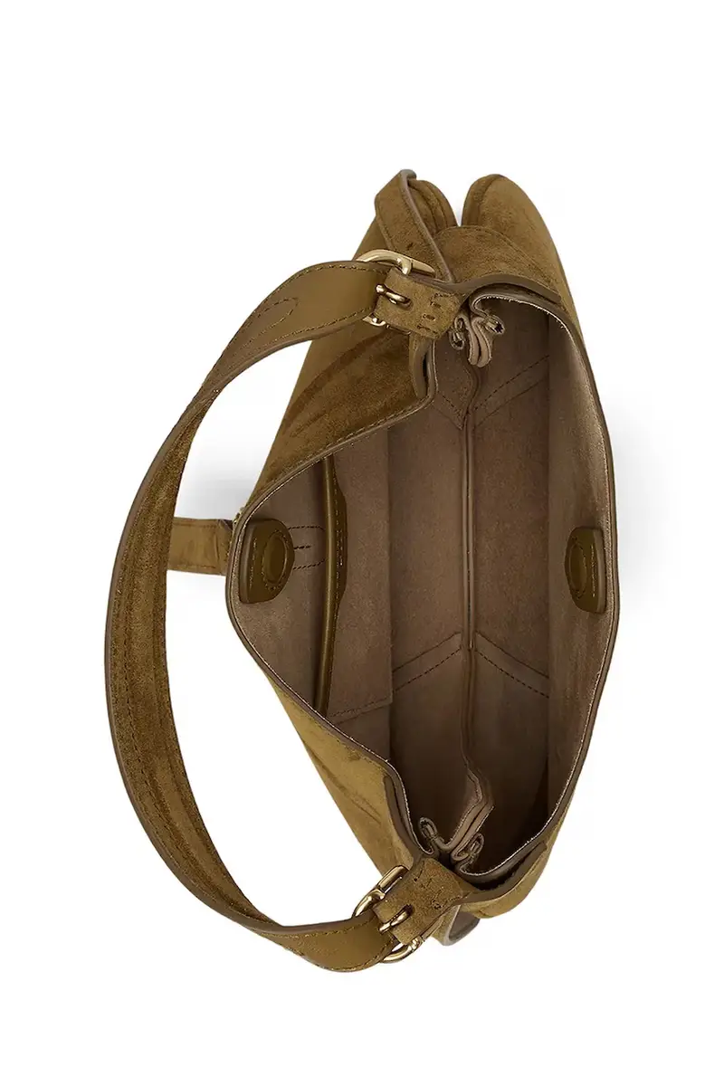 borsa in pelle scamosciata Marrone miniatura 4