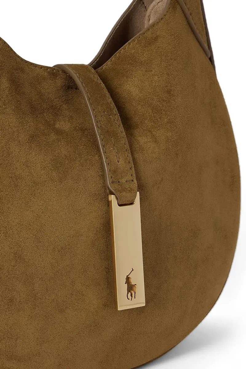 borsa in pelle scamosciata Marrone miniatura 5