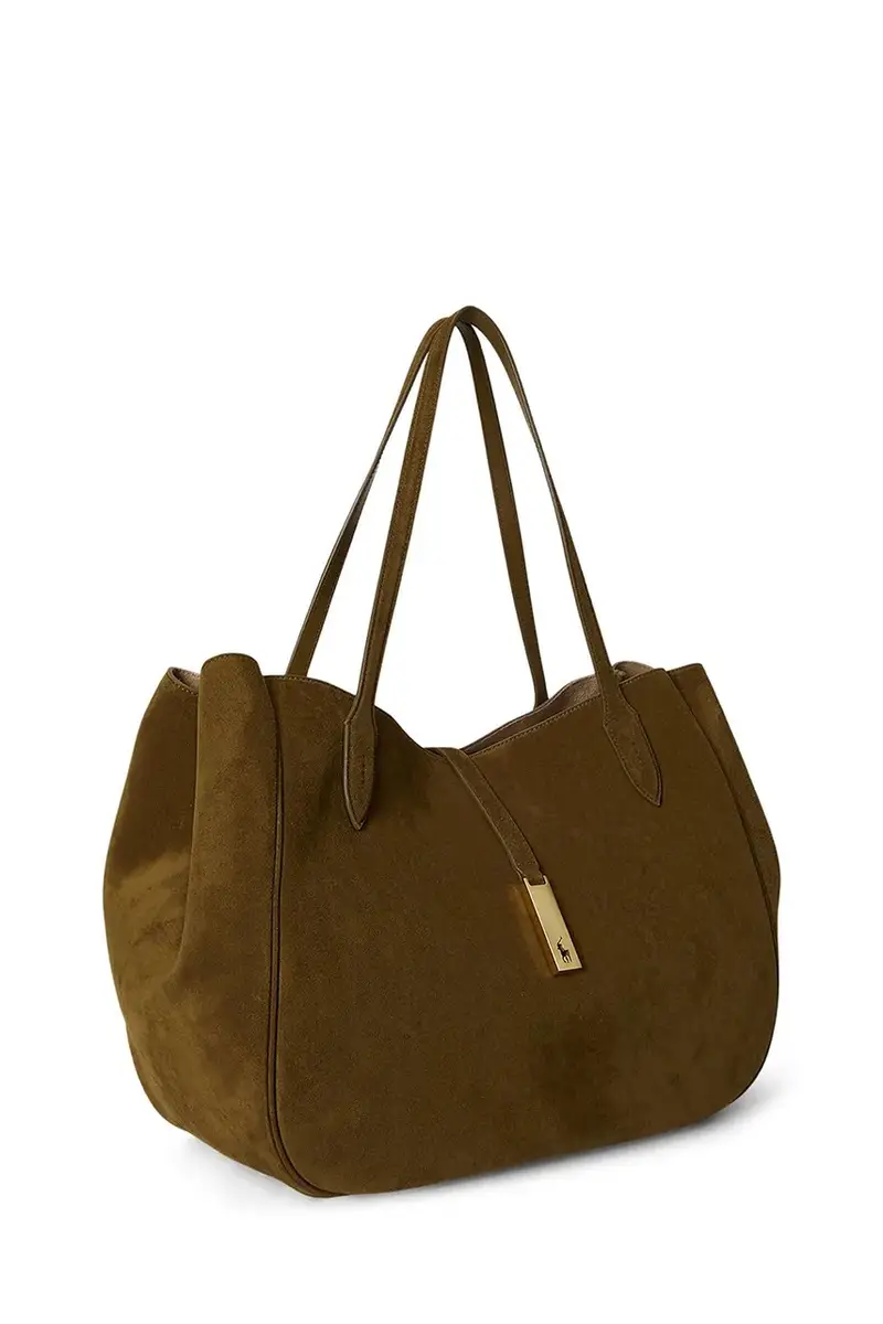 borsa in pelle scamosciata Marrone miniatura 2