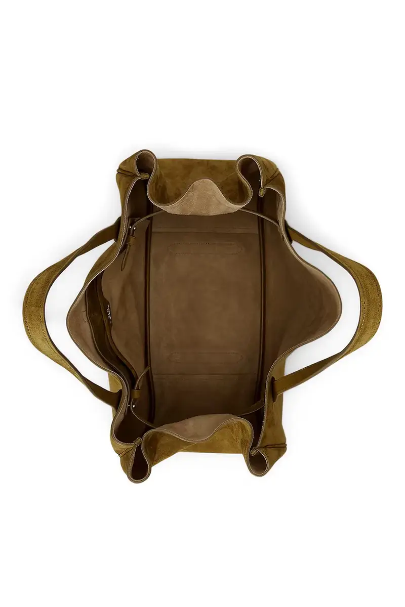 borsa in pelle scamosciata Marrone miniatura 4