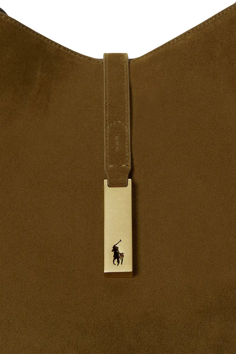 borsa in pelle scamosciata Marrone miniatura 5