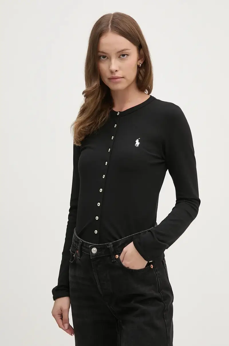 camicia a maniche lunghe Nero miniatura 4
