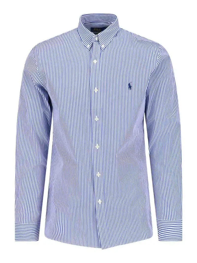 Camicia a righe logo Blu