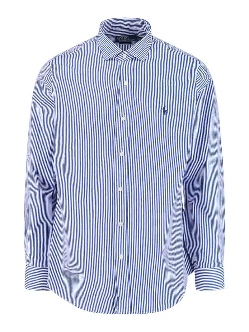 Camicia A Righe Logo Blu