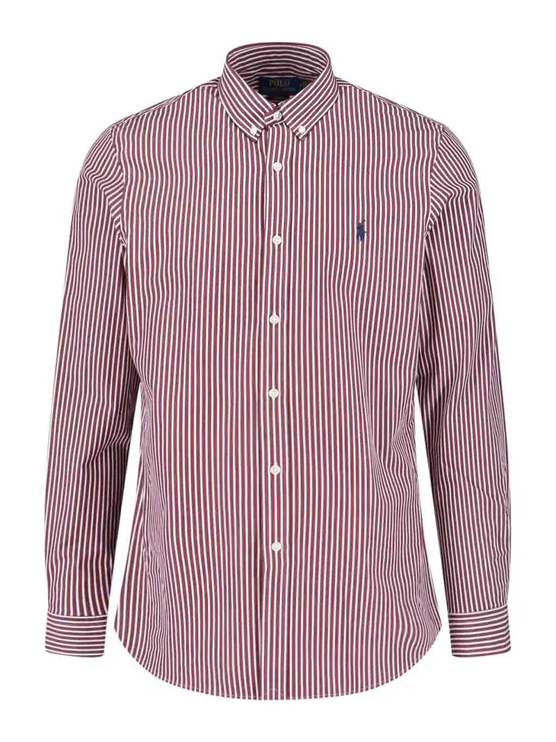Camicia A Righe Logo Rosso