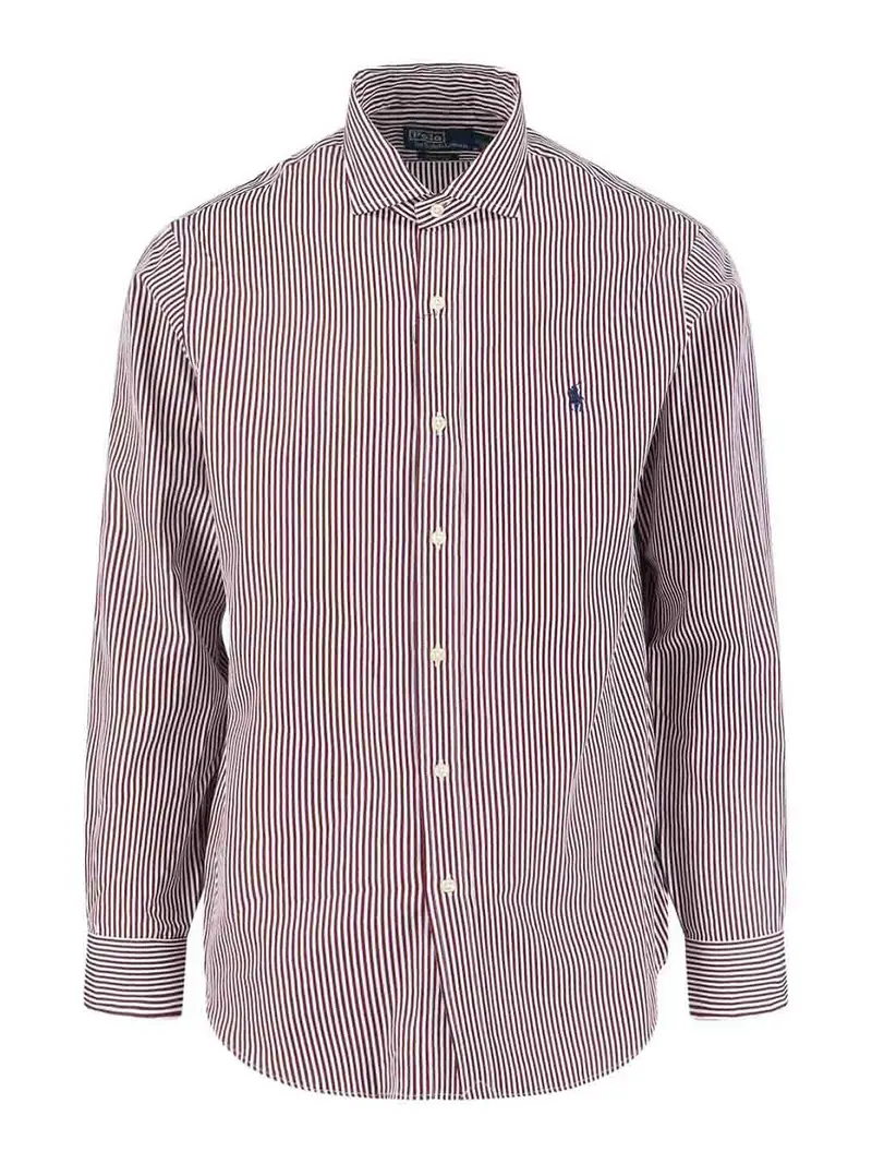 Camicia A Righe Logo Rosso